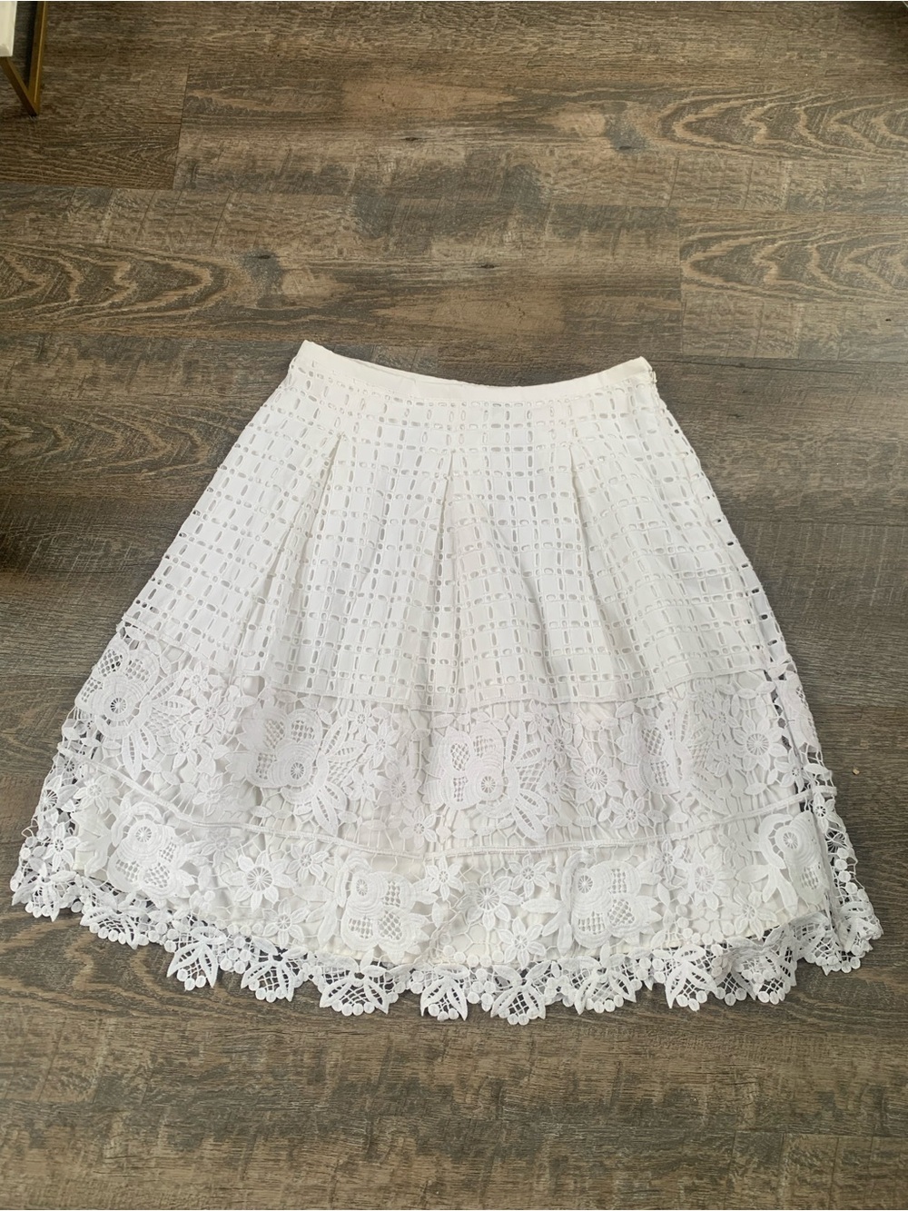 Talbot’s White Lace Fairycore Eyelet Tiered A-Line Skirt